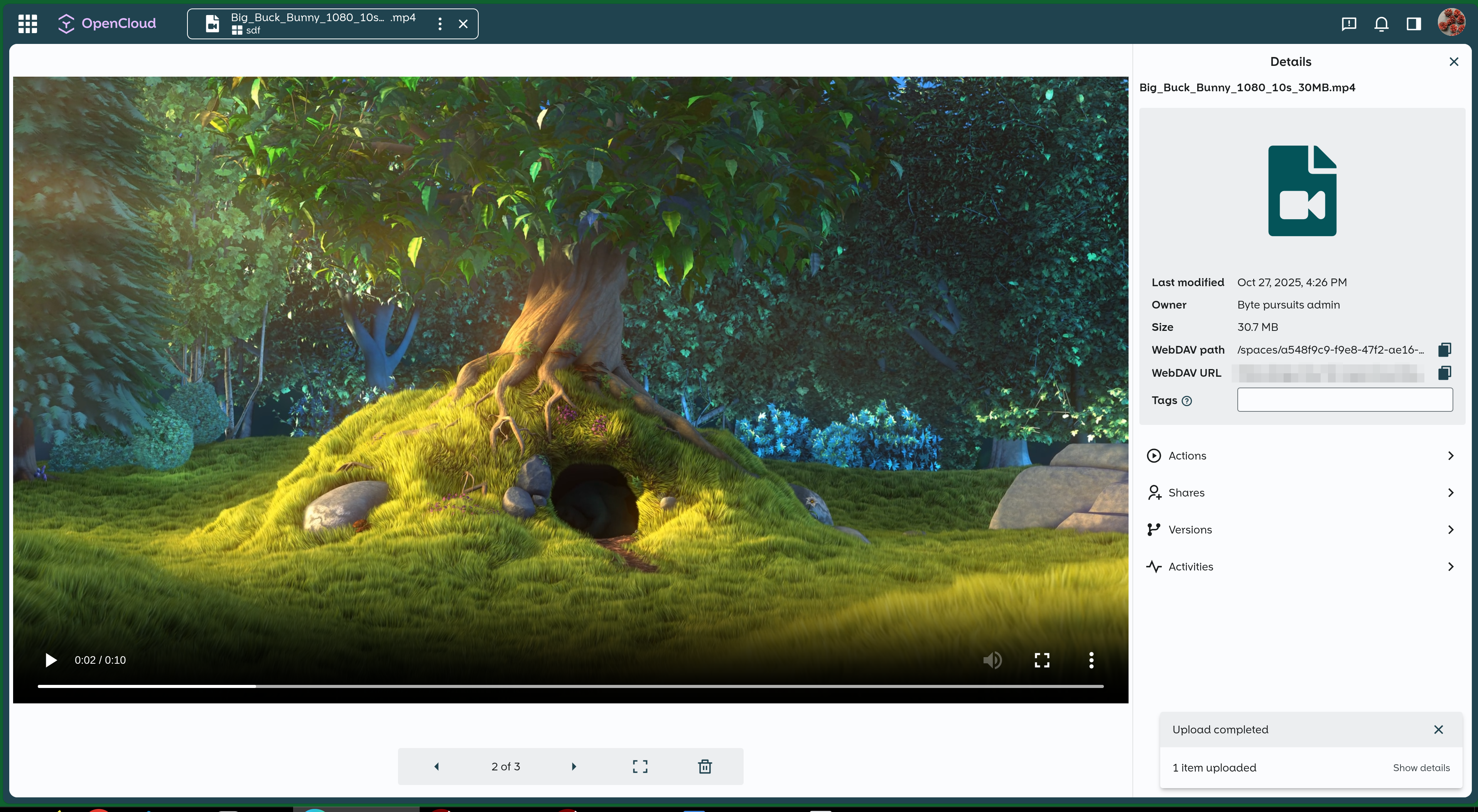 opencloud 3.6 screenshot - video player